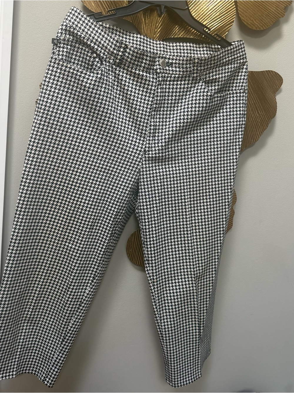 Lauren Ralph Lauren black and white houndstooth capri dress pants 14